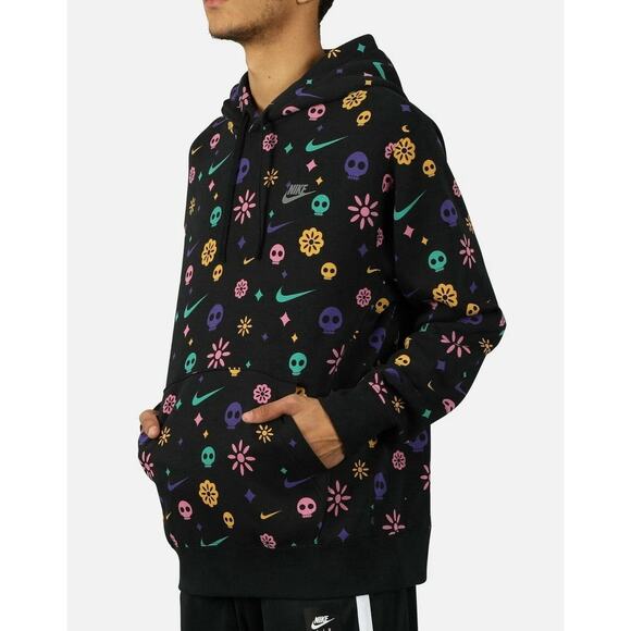 Nike 2XL NSW Day of the Dead Club Pullover Hoodie Sweatshirt Black CU3516-010 - Picture 1 of 16